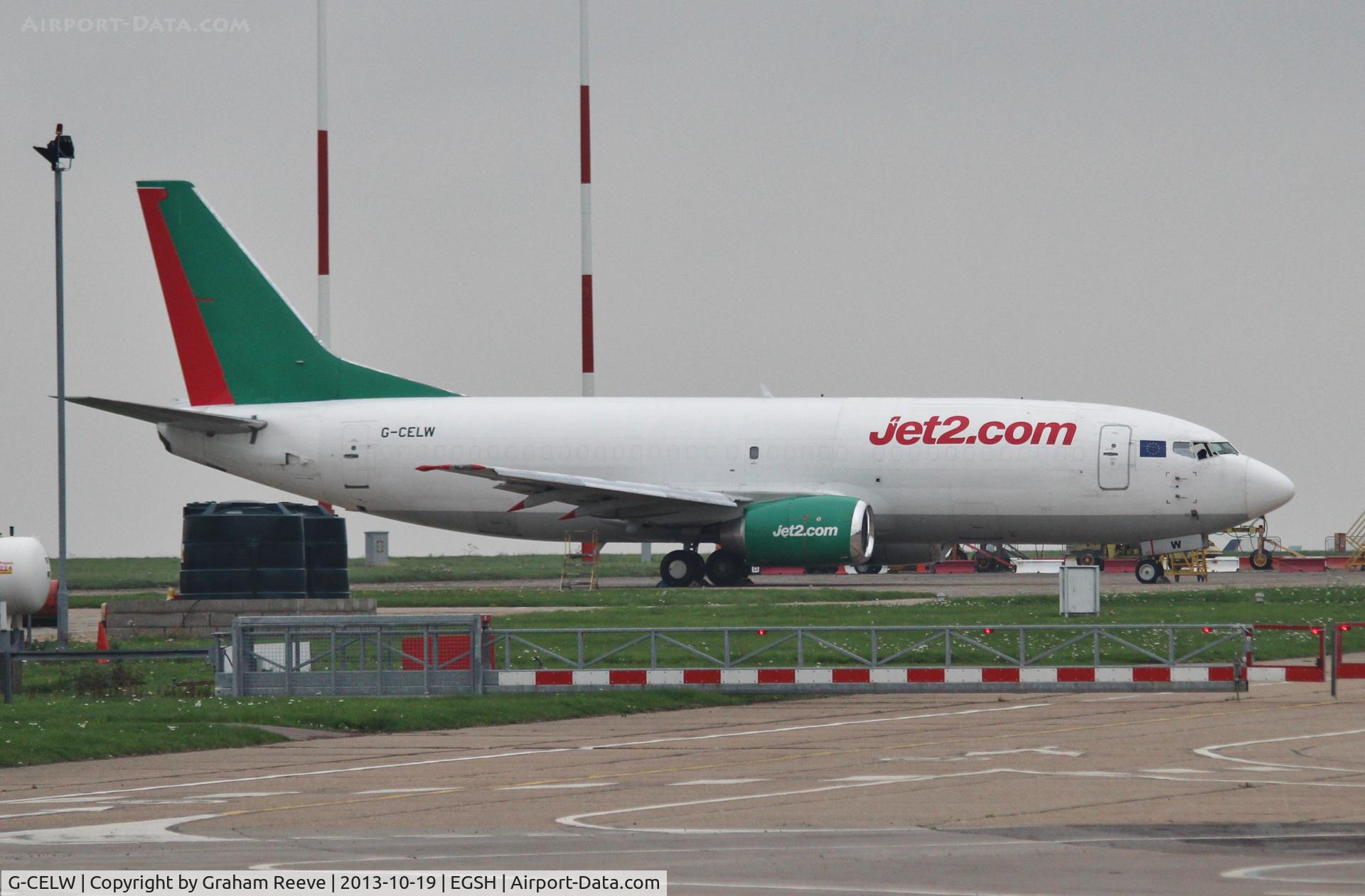 G-CELW, 1986 Boeing 737-377(SF) C/N 23659, Parked at Norwich.