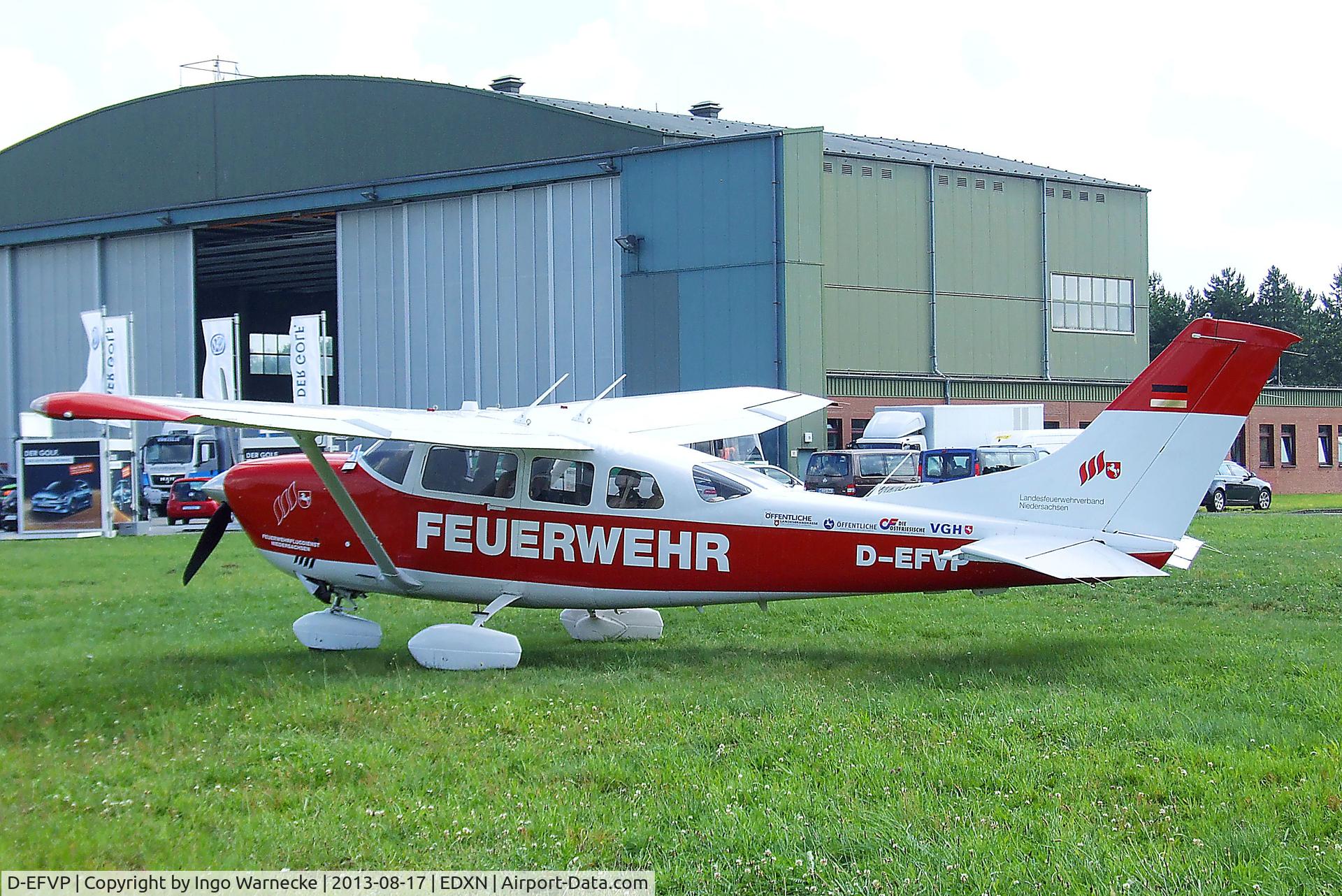 D-EFVP, 2007 Cessna 206H Stationair C/N 20608300, Cessna 206H Stationair of the Lower Saxony fire brigade flying service (Feuerwehr-Flugdienst) at the Spottersday of the Nordholz Airday 2013 celebrationg 100 Years of German Naval Aviation at Nordholz Naval Aviation Base
