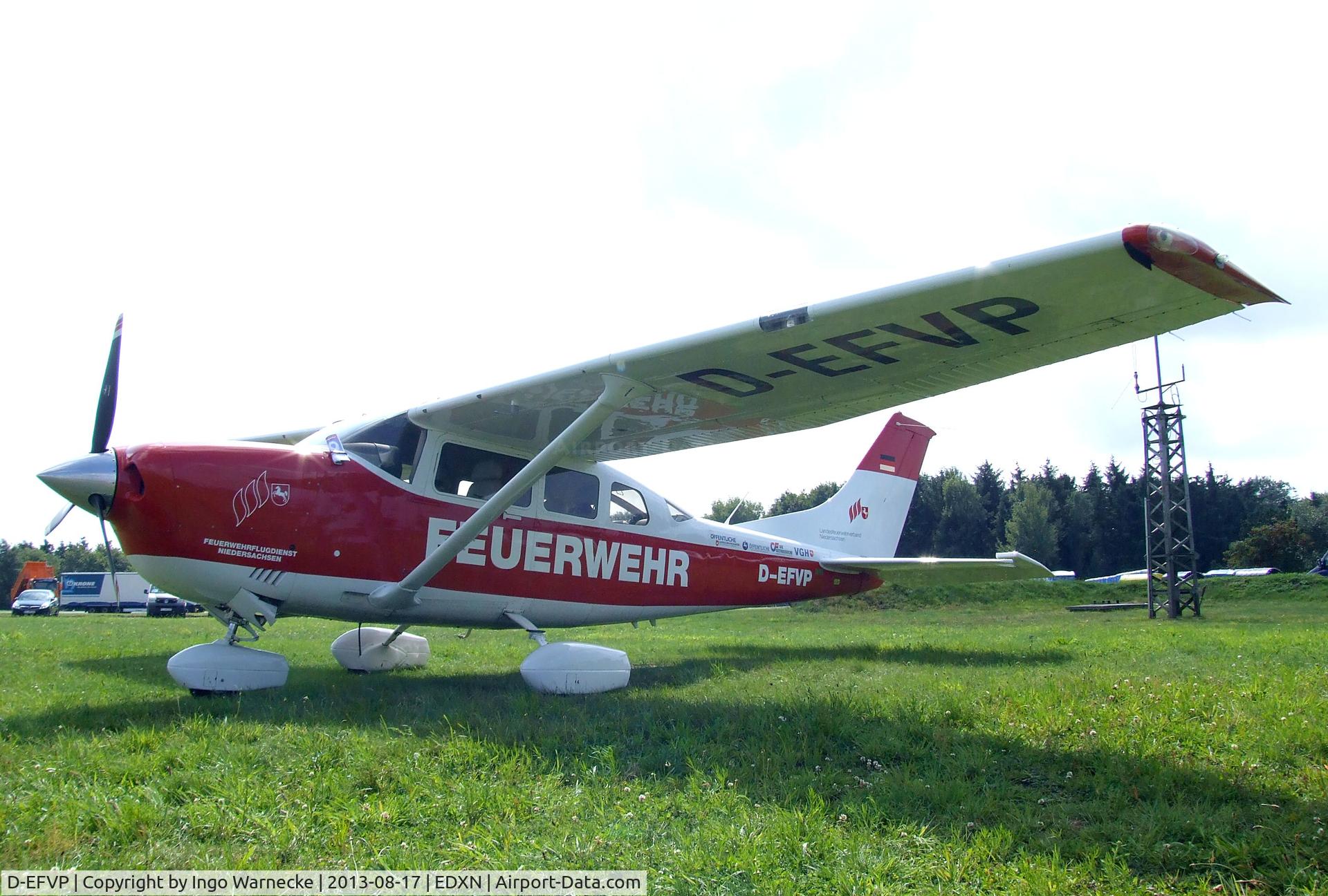D-EFVP, 2007 Cessna 206H Stationair C/N 20608300, Cessna 206H Stationair of the Lower Saxony fire brigade flying service (Feuerwehr-Flugdienst) at the Spottersday of the Nordholz Airday 2013 celebrationg 100 Years of German Naval Aviation at Nordholz Naval Aviation Base