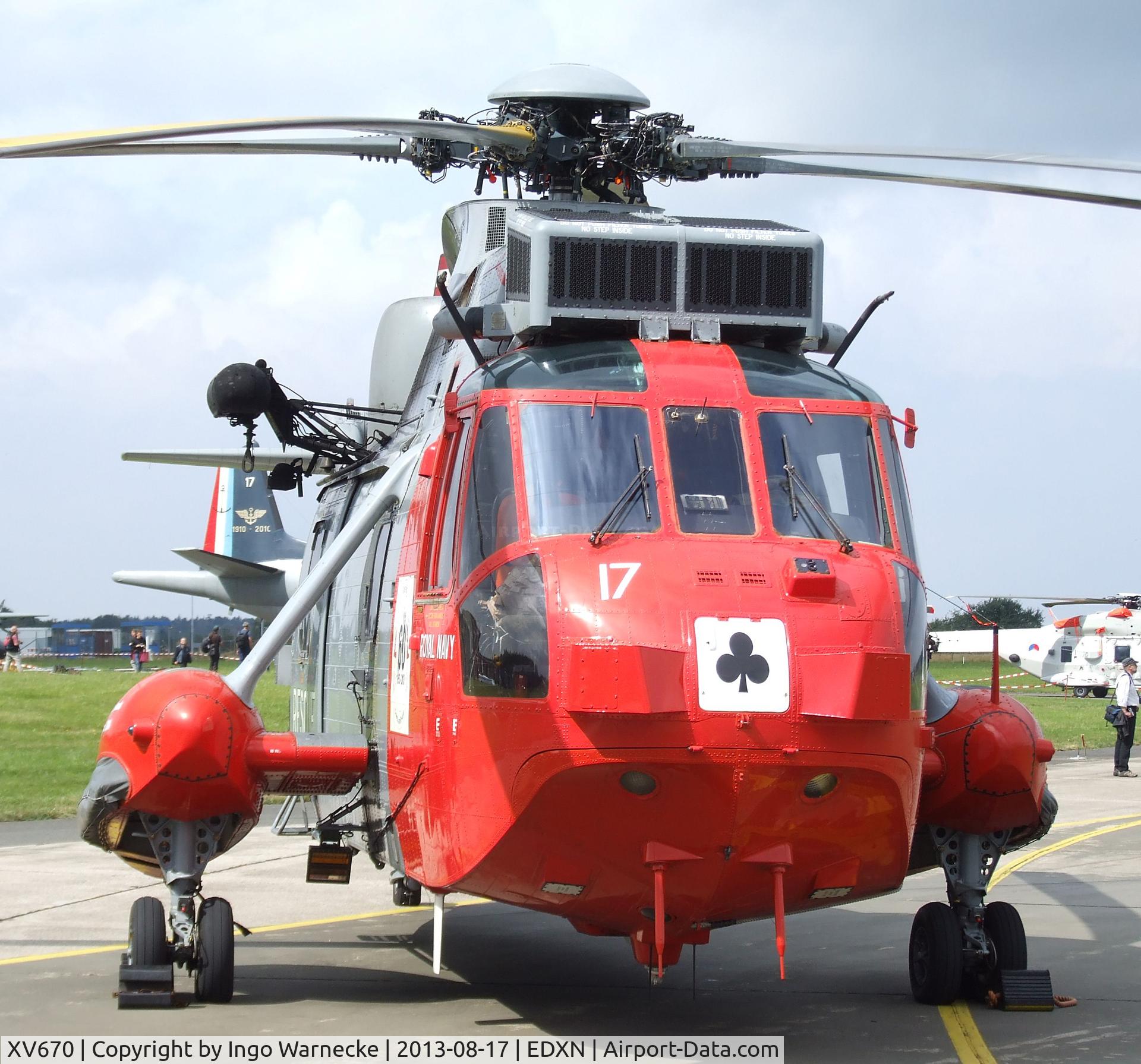 XV670, 1970 Westland Sea King HU.5 C/N WA658, Westland Sea King HU.5 of the Royal Navy at the Spottersday of the Nordholz Airday 2013 celebrationg 100 Years of German Naval Aviation at Nordholz Naval Aviation Base