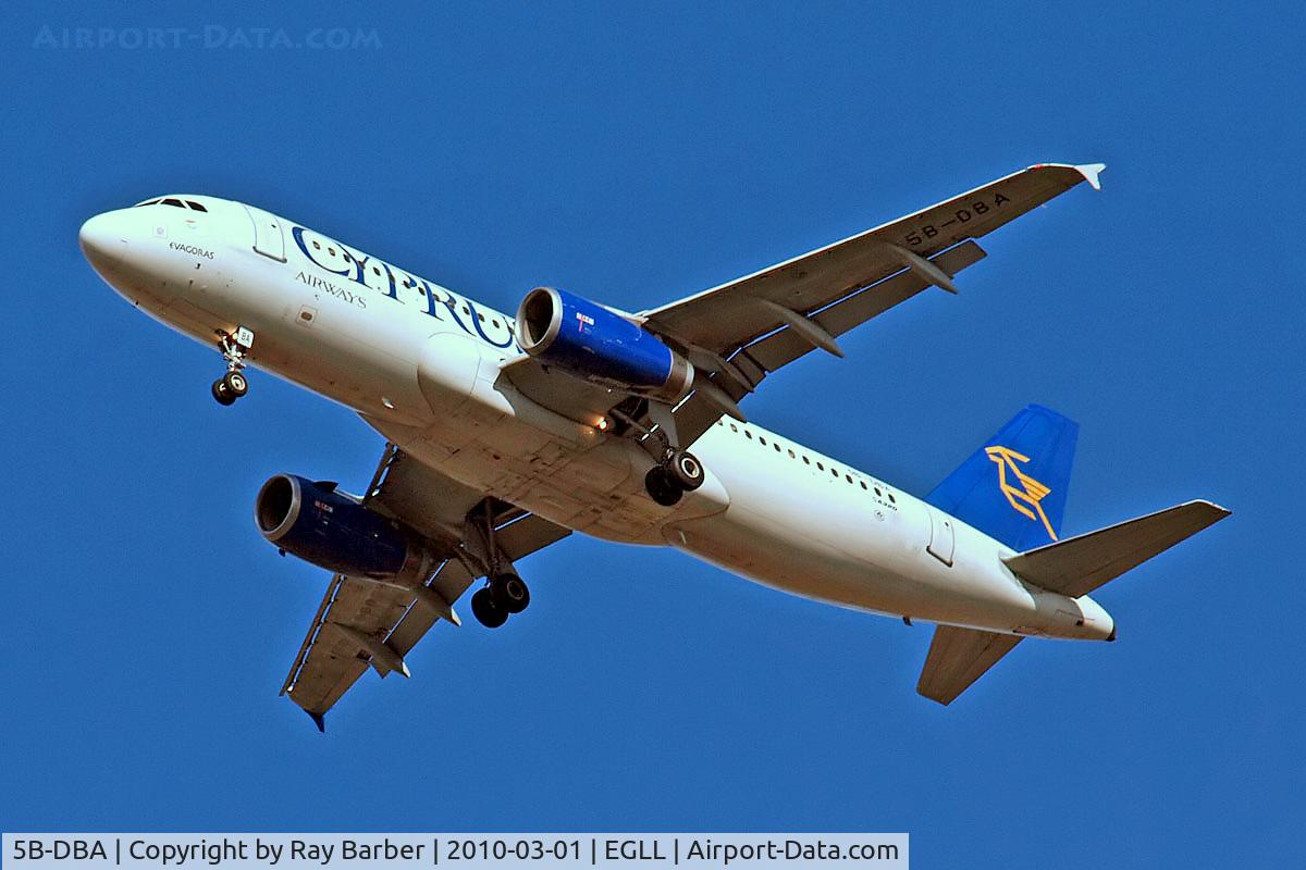 5B-DBA, 1991 Airbus A320-231 C/N 180, Airbus A320-231 [0180] (Cyprus Airways) Home~G 01/03/2010. On approach 27R.