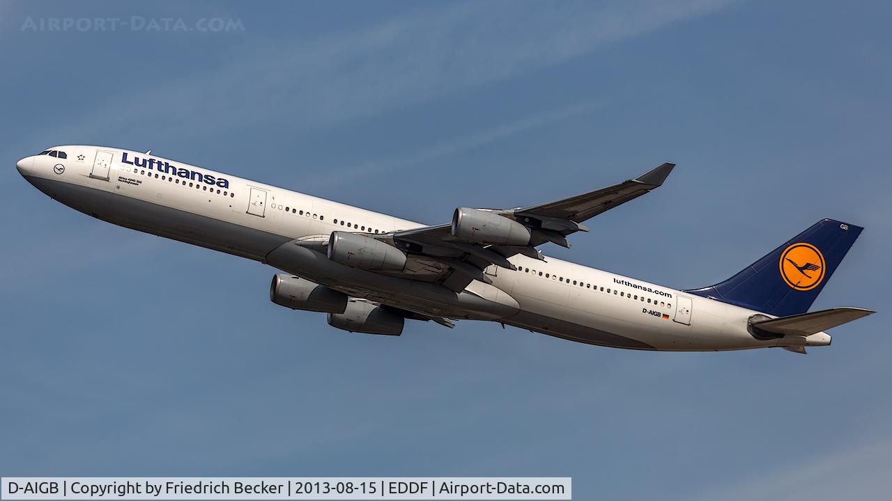 D-AIGB, 1993 Airbus A340-311 C/N 024, departure from Frankfurt