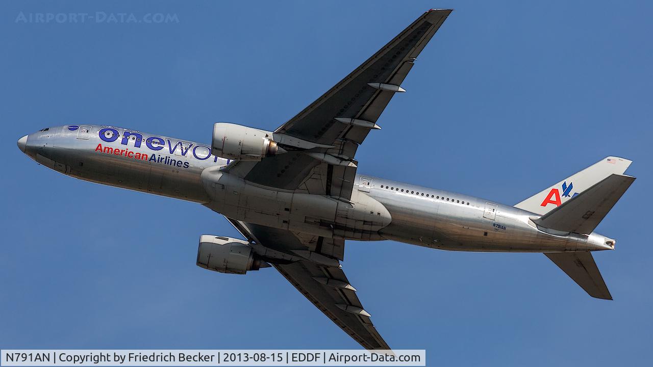 N791AN, 2000 Boeing 777-223/ER C/N 30254, departure from Frankfurt