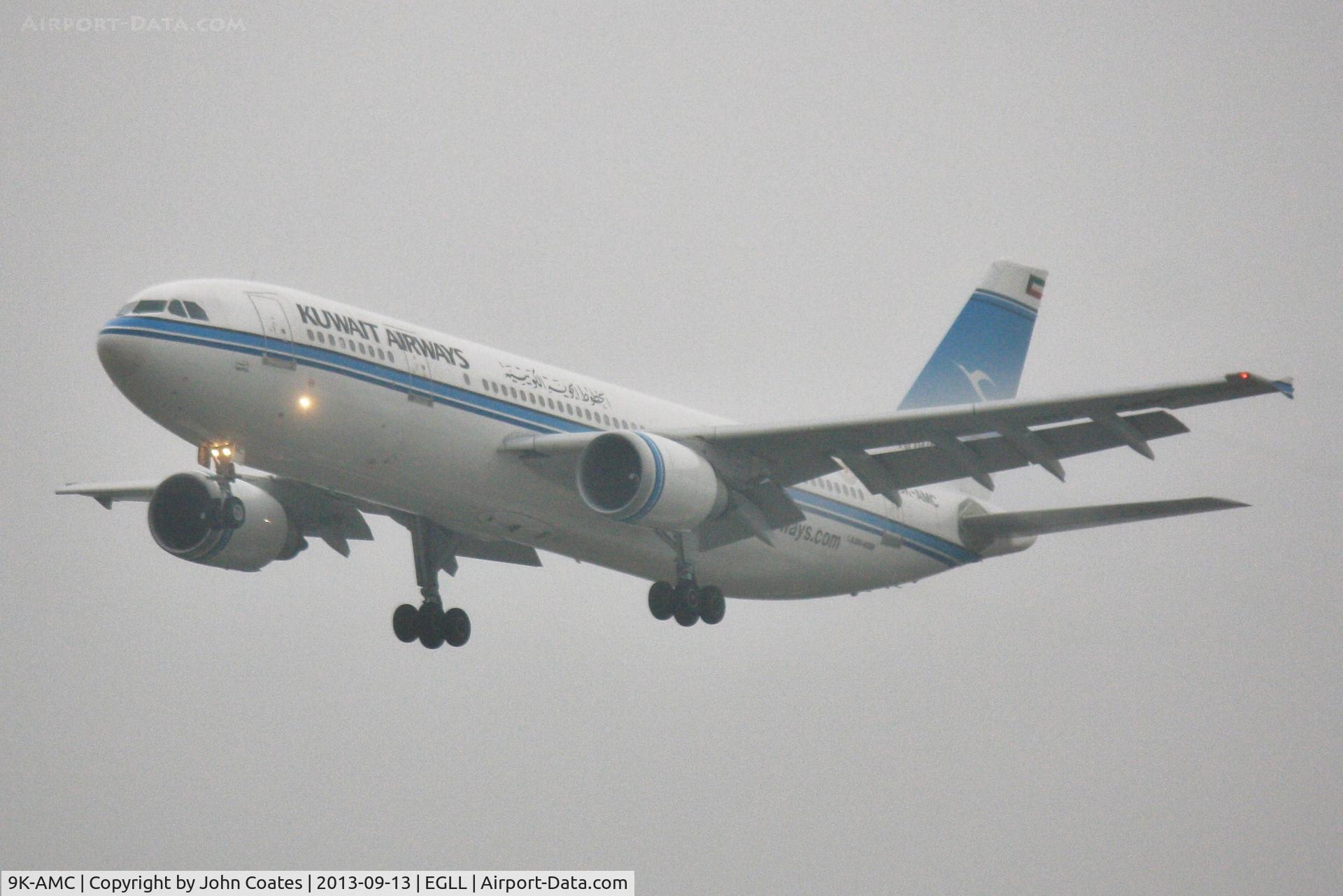 9K-AMC, 1993 Airbus A300B4-605R C/N 699, Finals to 27L in heavy drizzle.