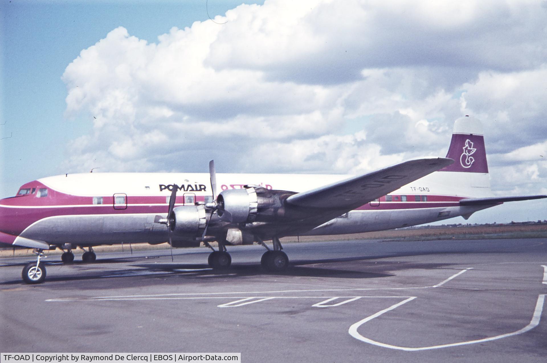 TF-OAD, Douglas DC-6A C/N 45133, Ostend Airport in early seventies