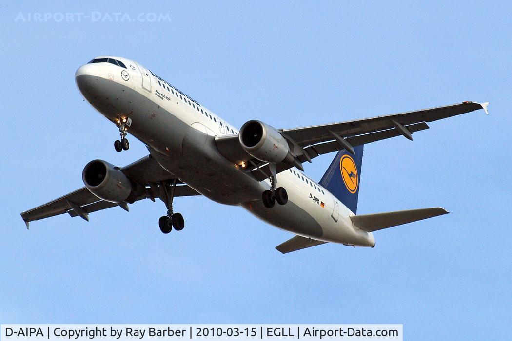 D-AIPA, 1989 Airbus A320-211 C/N 0069, Airbus A320-211 [0069] (Lufthansa) Home~G 15/03/2010. On approach 27R.