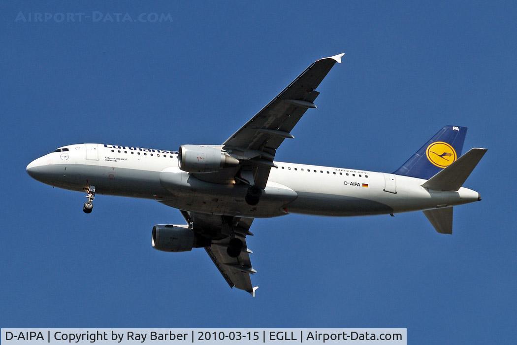D-AIPA, 1989 Airbus A320-211 C/N 0069, Airbus A320-211 [0069] (Lufthansa) Home~G 15/03/2010. On approach 27R.