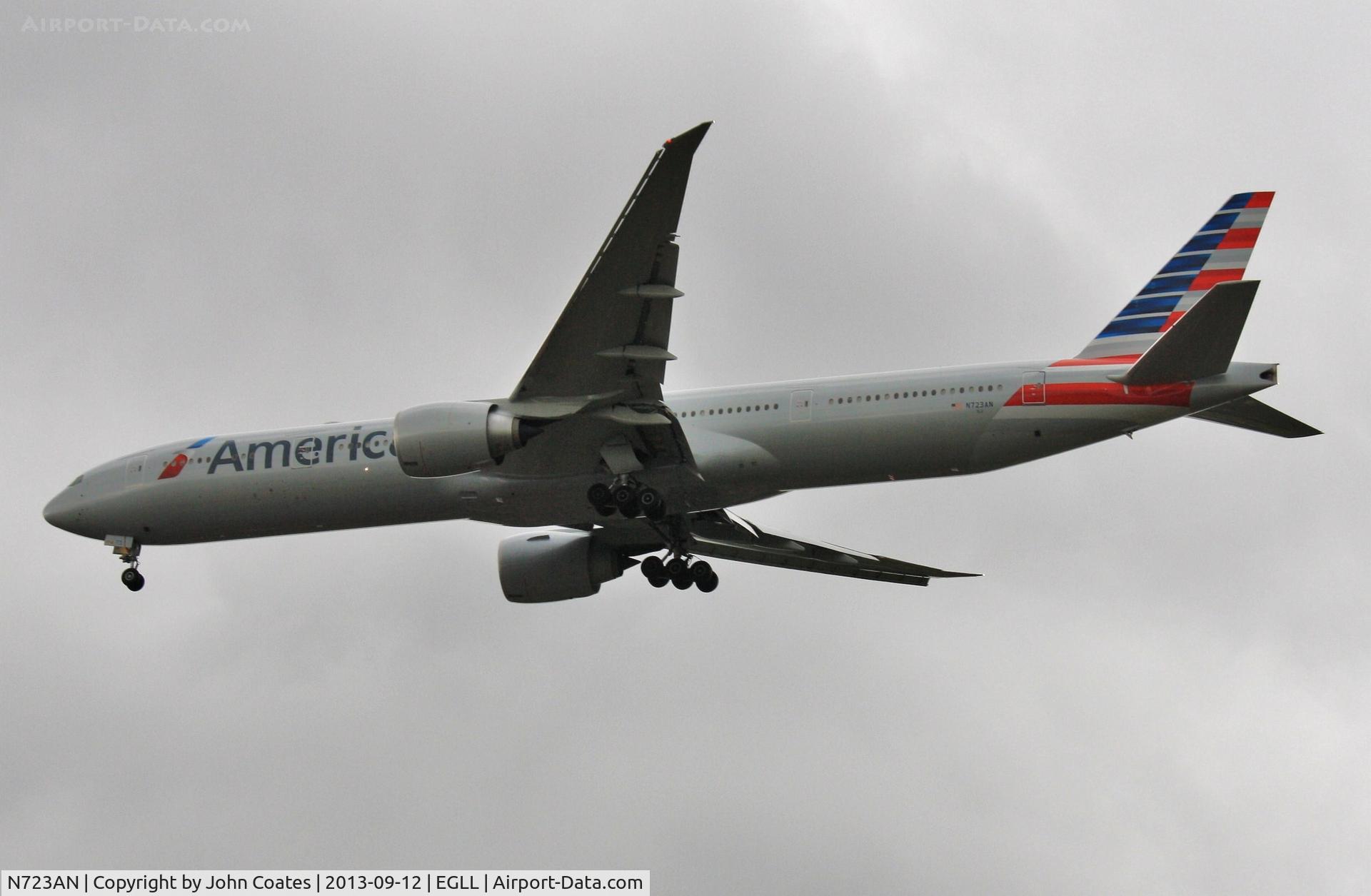 N723AN, 2013 Boeing 777-323/ER C/N 33125, On approach to 27R