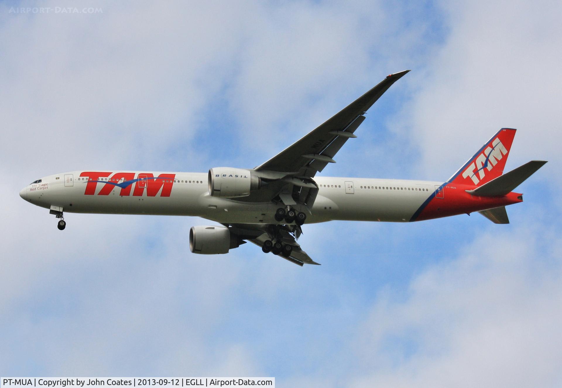 PT-MUA, 2008 Boeing 777-32W/ER C/N 37664, Finals to 27R.
