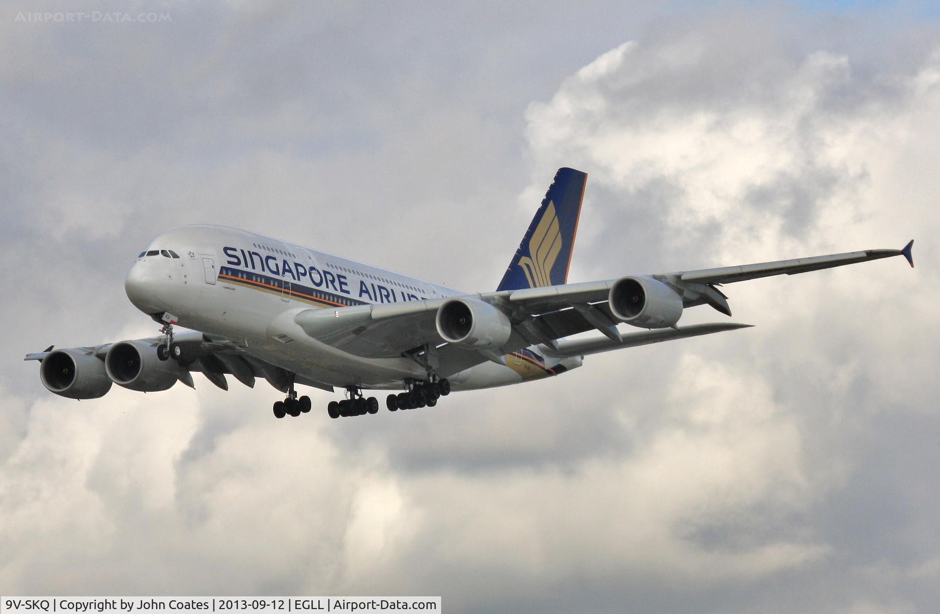 9V-SKQ, 2011 Airbus A380-841 C/N 079, On approach to 27R.