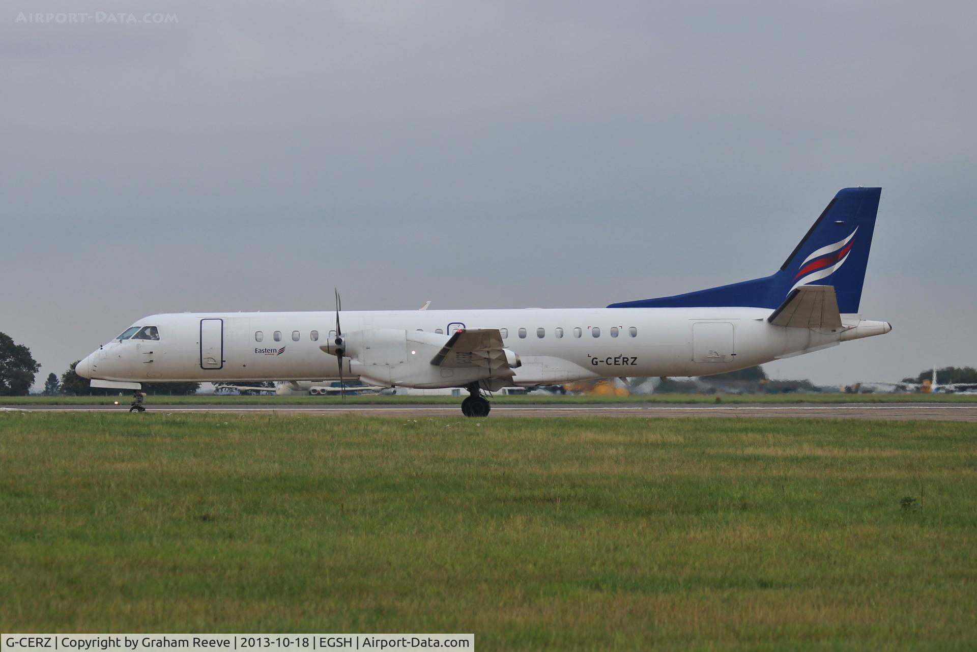 G-CERZ, 1997 Saab 2000 C/N 2000-042, About to depart.