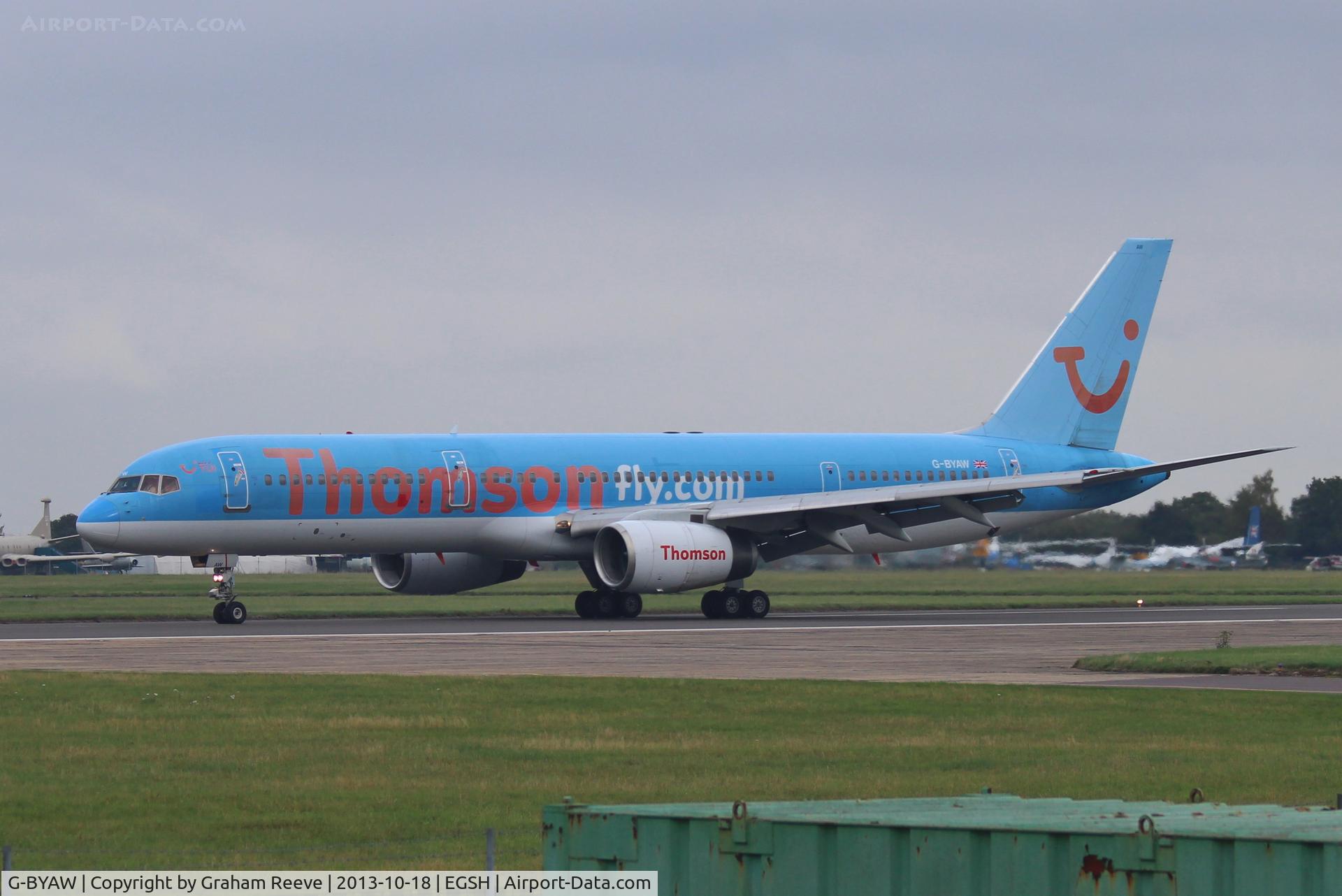 G-BYAW, 1995 Boeing 757-204 C/N 27234, Just landed.