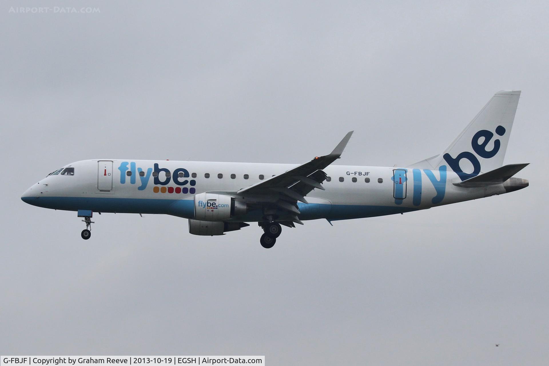 G-FBJF, 2012 Embraer 175STD (ERJ-170-200) C/N 17000341, About to land at Norwich.