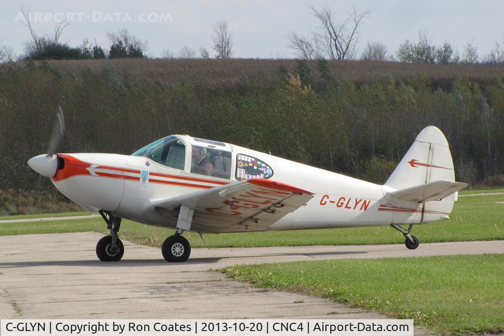 C-GLYN, 1948 Globe GC-1B Swift C/N 3590, This 1948 Temco Globe GC-1B is heading to the fueling station after landing at the Guelph Ontario Airport