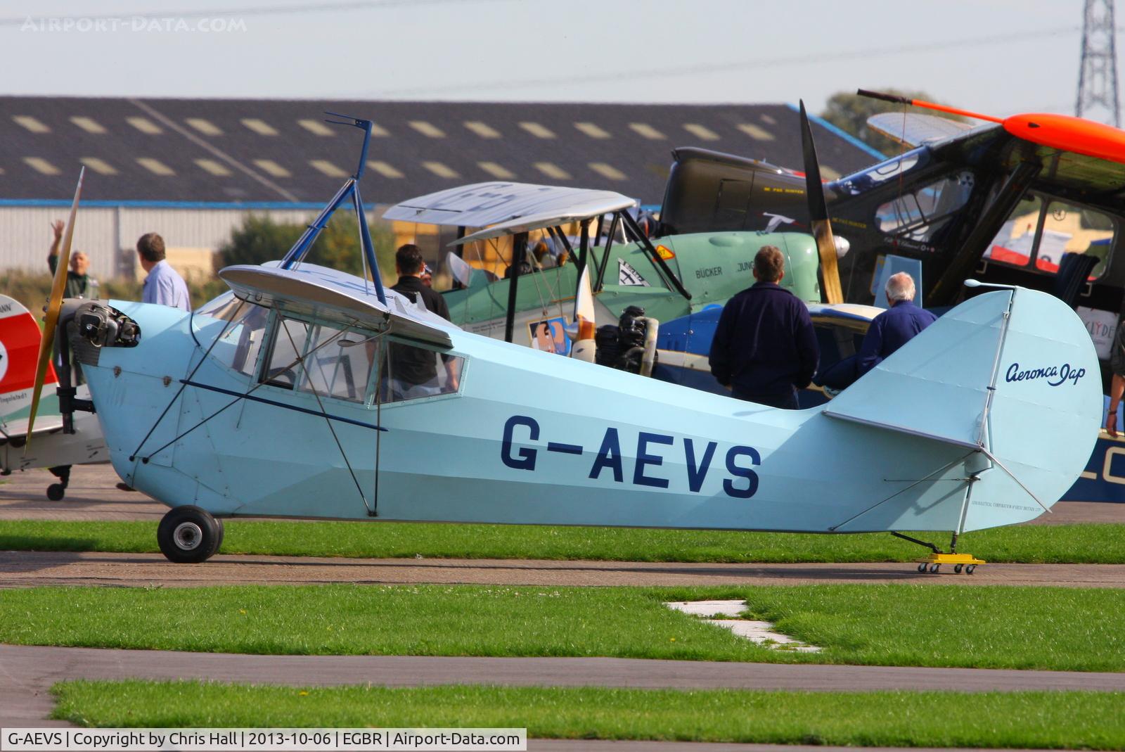 G-AEVS, 1937 Aeronca 100 C/N AB114, at Breighton's Pre Hibernation Fly-in, 2013