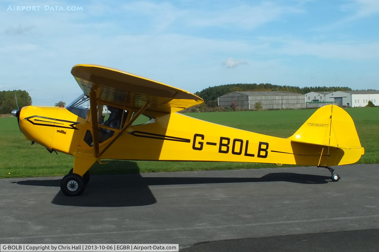 G-BOLB, 1941 Taylorcraft BC-12-65 C/N 3165, at Breighton's Pre Hibernation Fly-in, 2013