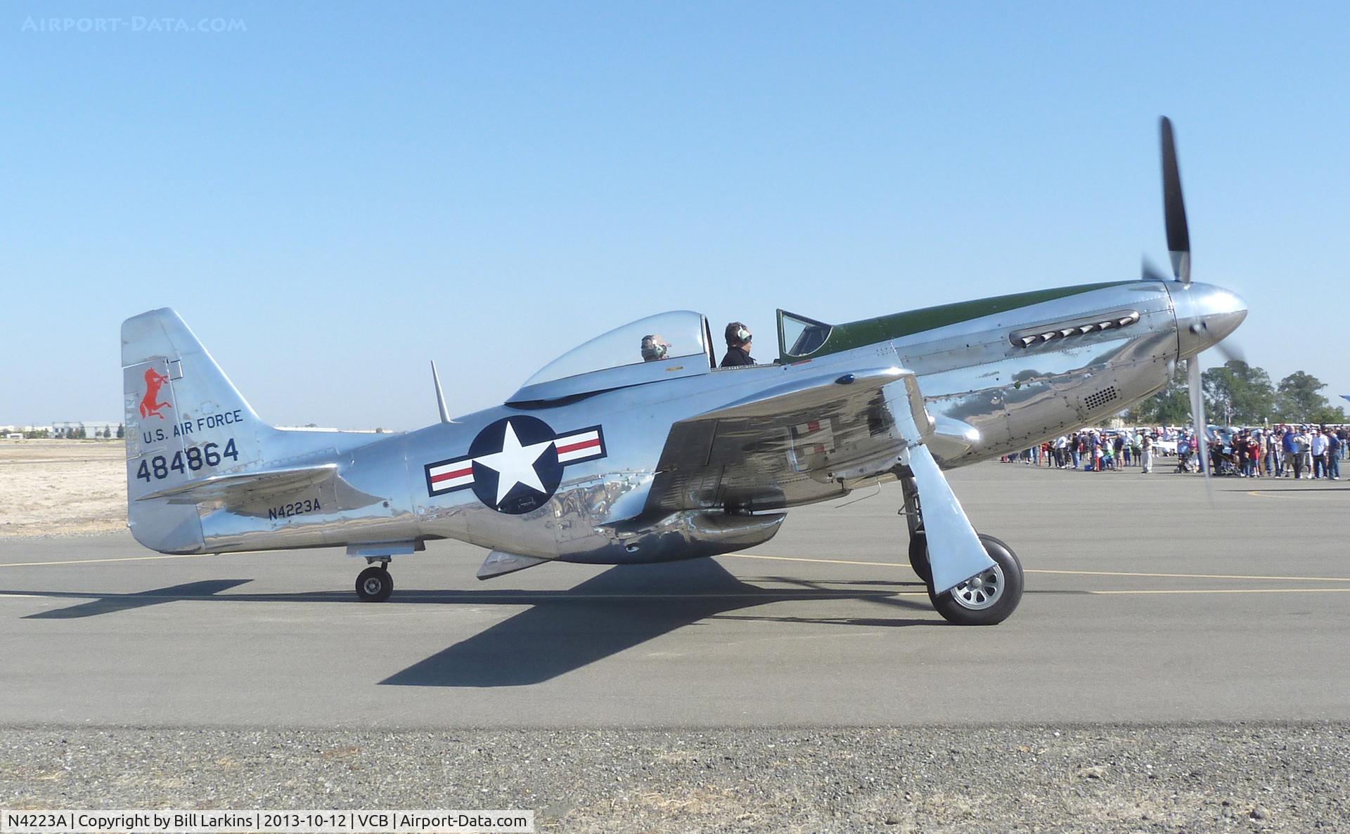 N4223A, North American P-51D Mustang C/N 44-84864, Arriving for Mustang Day 2013.