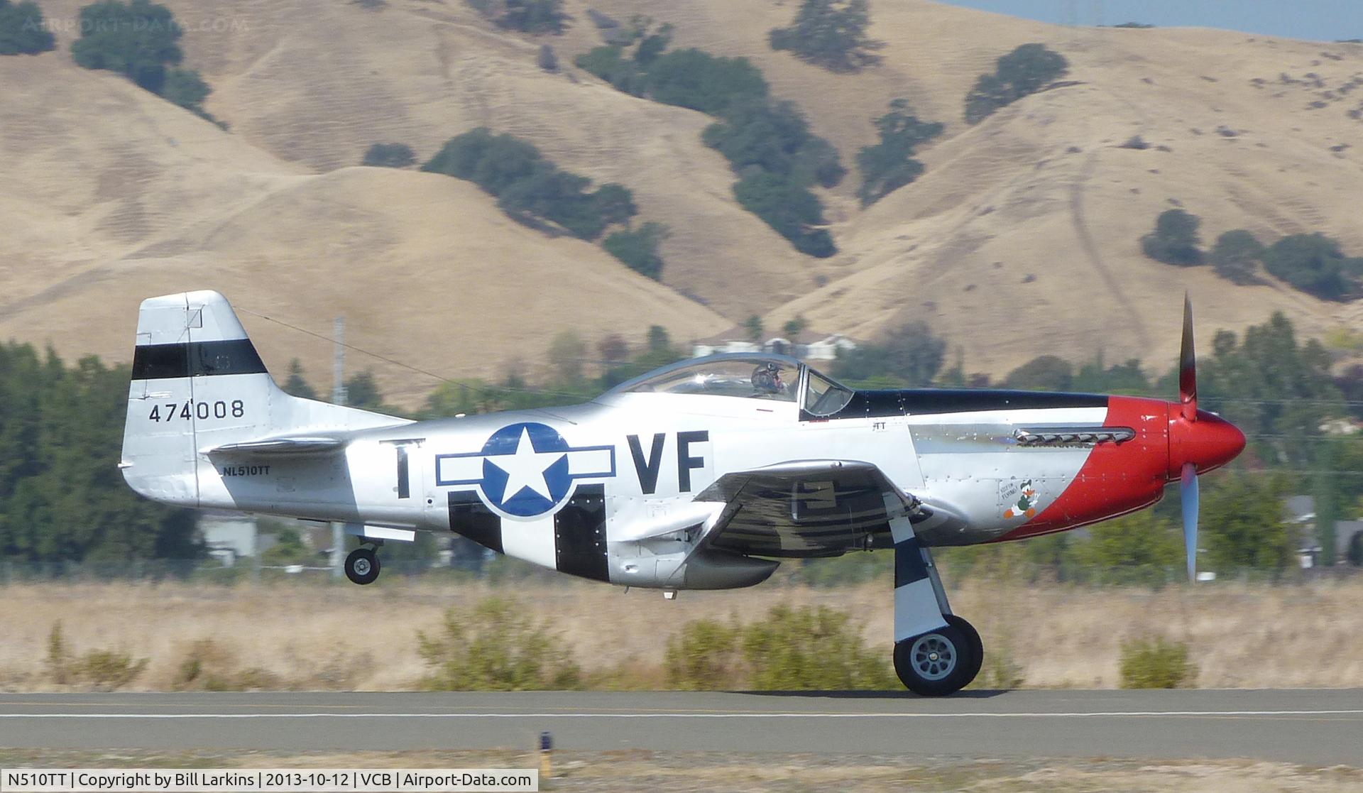 N510TT, 1944 North American F-51D Mustang C/N 44-74008, Landing at the Nut Tree for Mustang Day 2013.