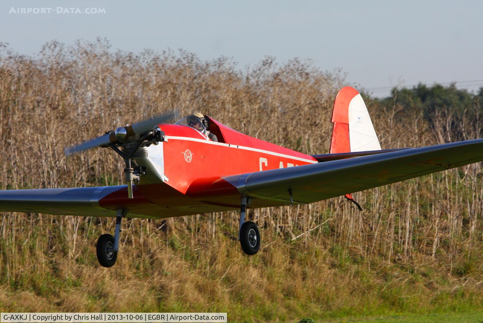 G-AXKJ, 1970 Jodel D-9 Bebe C/N PFA 941, at Breighton's Pre Hibernation Fly-in, 2013