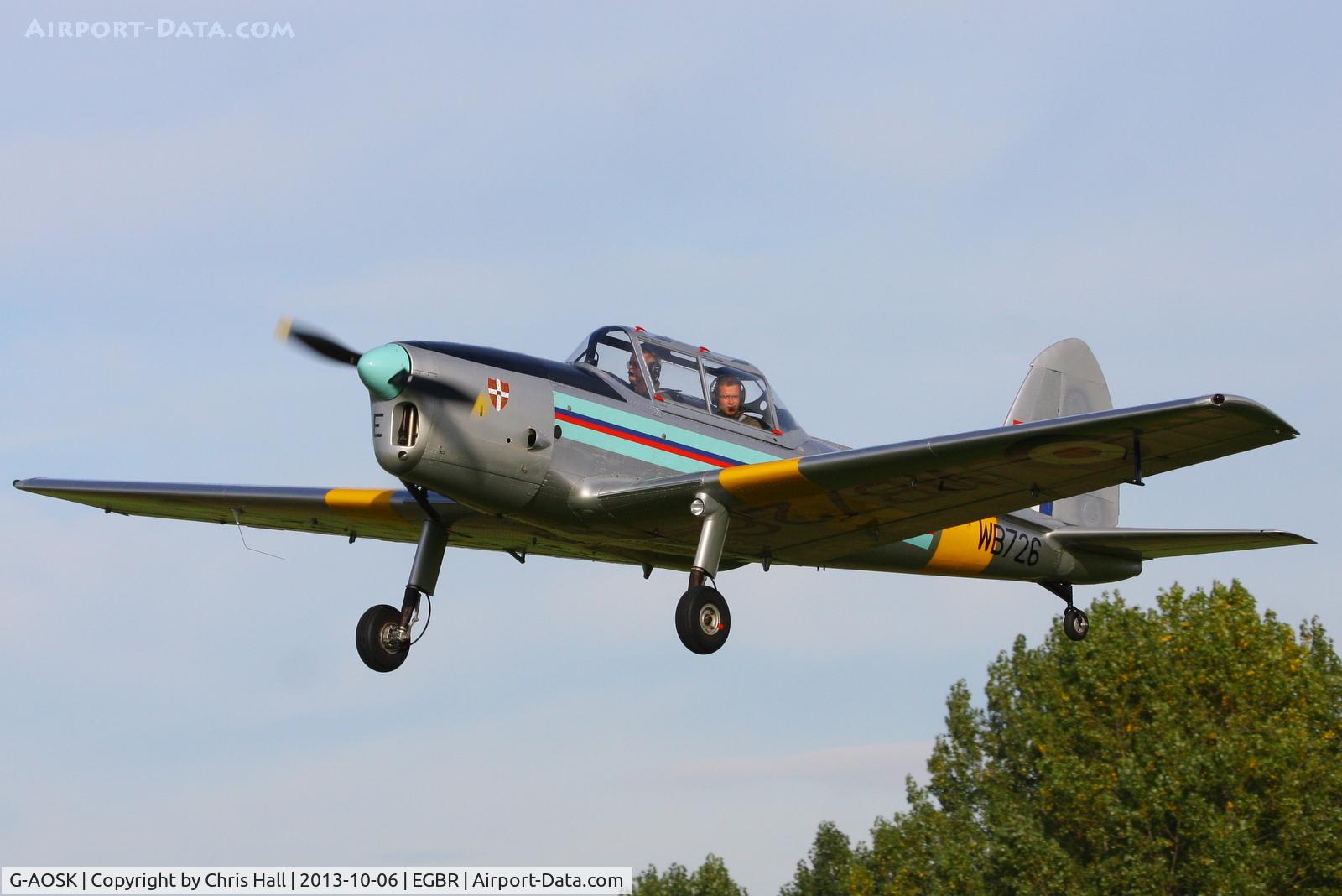 G-AOSK, 1950 De Havilland DHC-1 Chipmunk 22A C/N C1/0178, at Breighton's Pre Hibernation Fly-in, 2013
