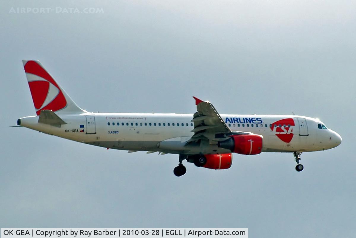OK-GEA, 2001 Airbus A320-214 C/N 1439, OK-GEA   Airbus A320-214 [1439] (CSA Czech Airlines) Home~G 28/03/2010. On approach 27L.