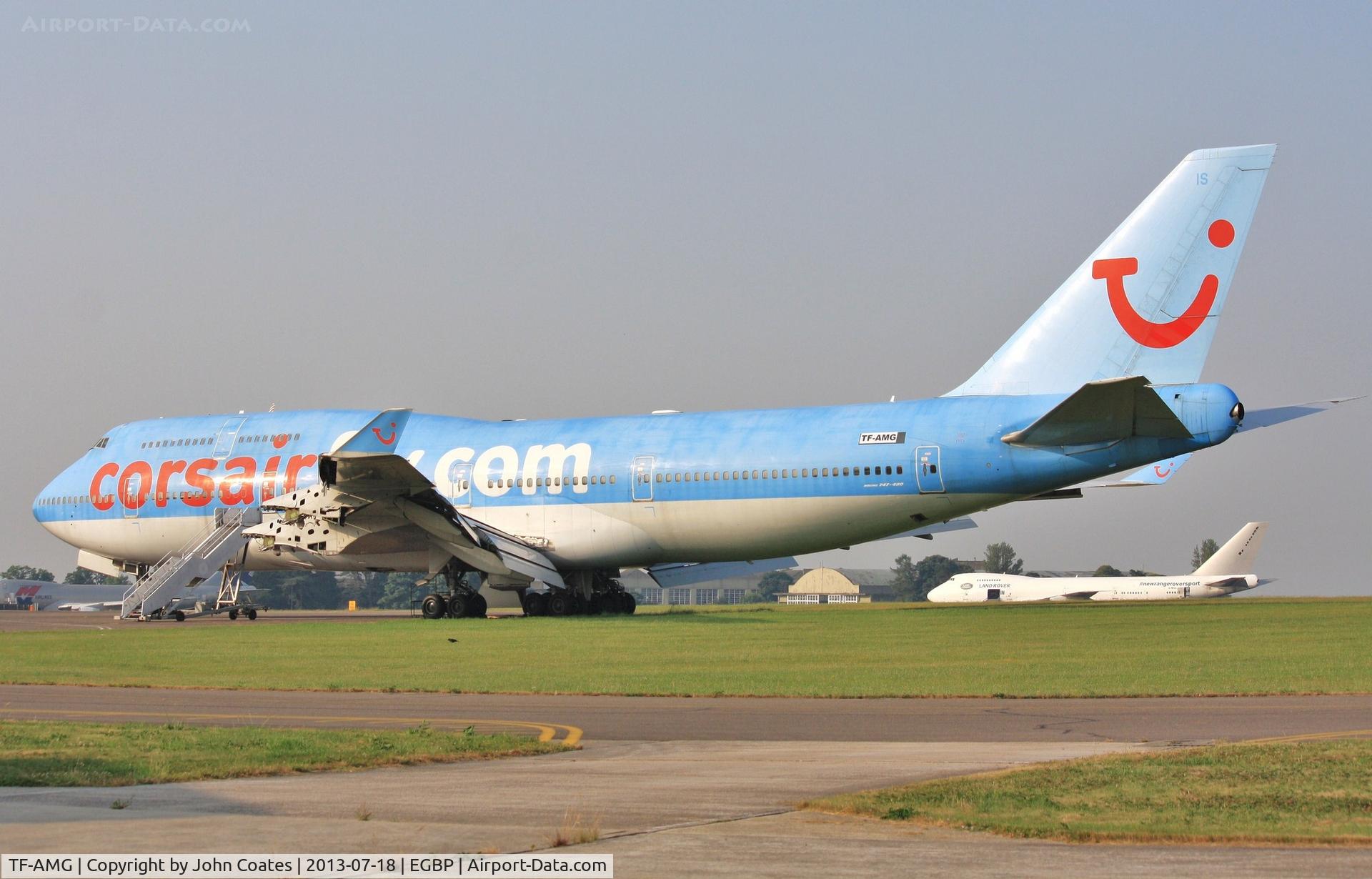 TF-AMG, 1992 Boeing 747-422 C/N 25380, ex F-HKIS still bearing Corsair titles at ASI