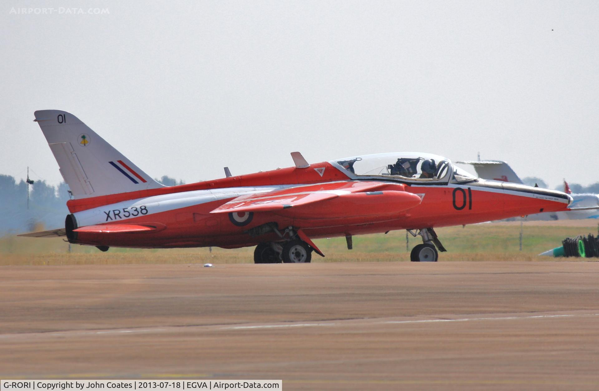 G-RORI, 1963 Hawker Siddeley Gnat T.1 C/N FL549, Arriving at RIAT 2013