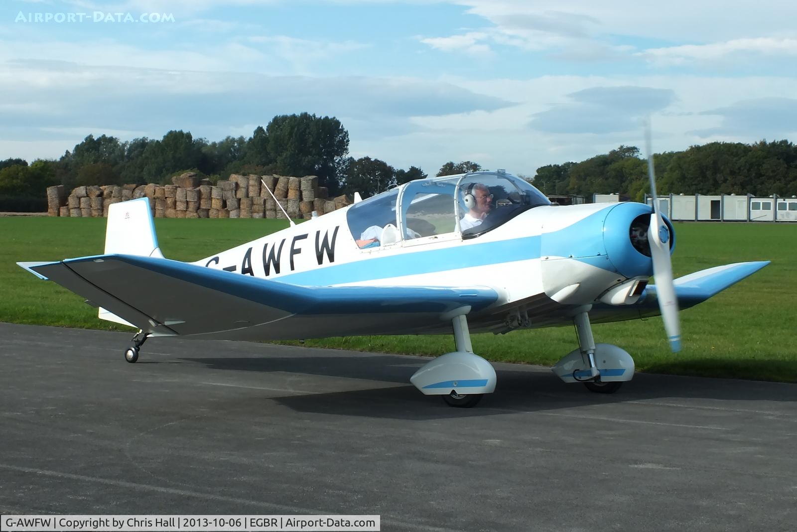 G-AWFW, 1957 SAN Jodel D-117 C/N 599, at Breighton's Pre Hibernation Fly-in, 2013
