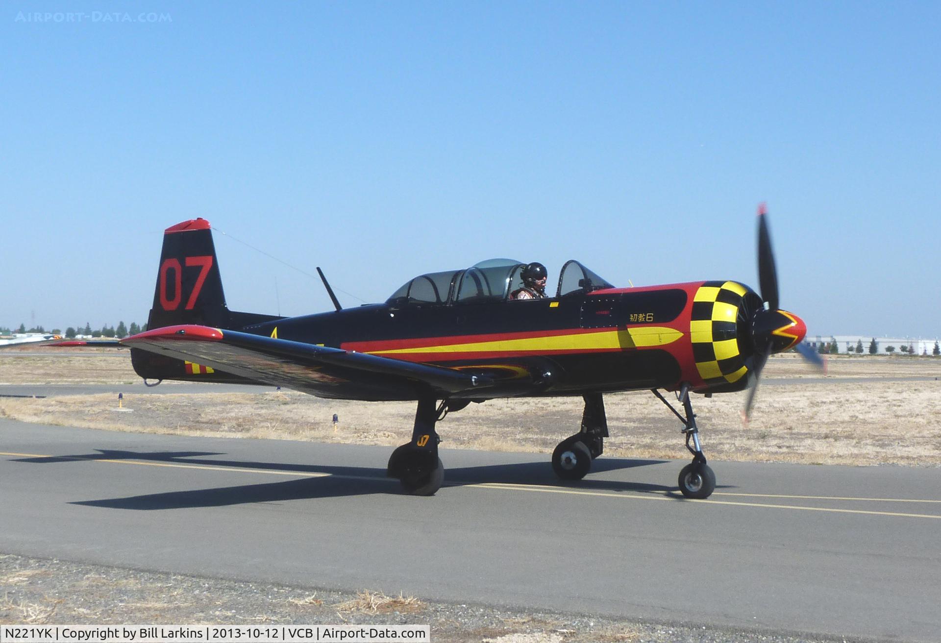 N221YK, 1968 Nanchang CJ-6 C/N 2432001, Arriving for Mustang Day at the Nut Tree.