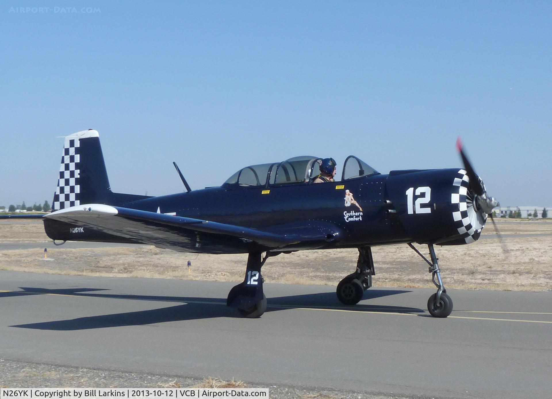 N26YK, 1982 Nanchang CJ-6 C/N 3632012, Arriving for Mustang Day at the Nut Tree.
