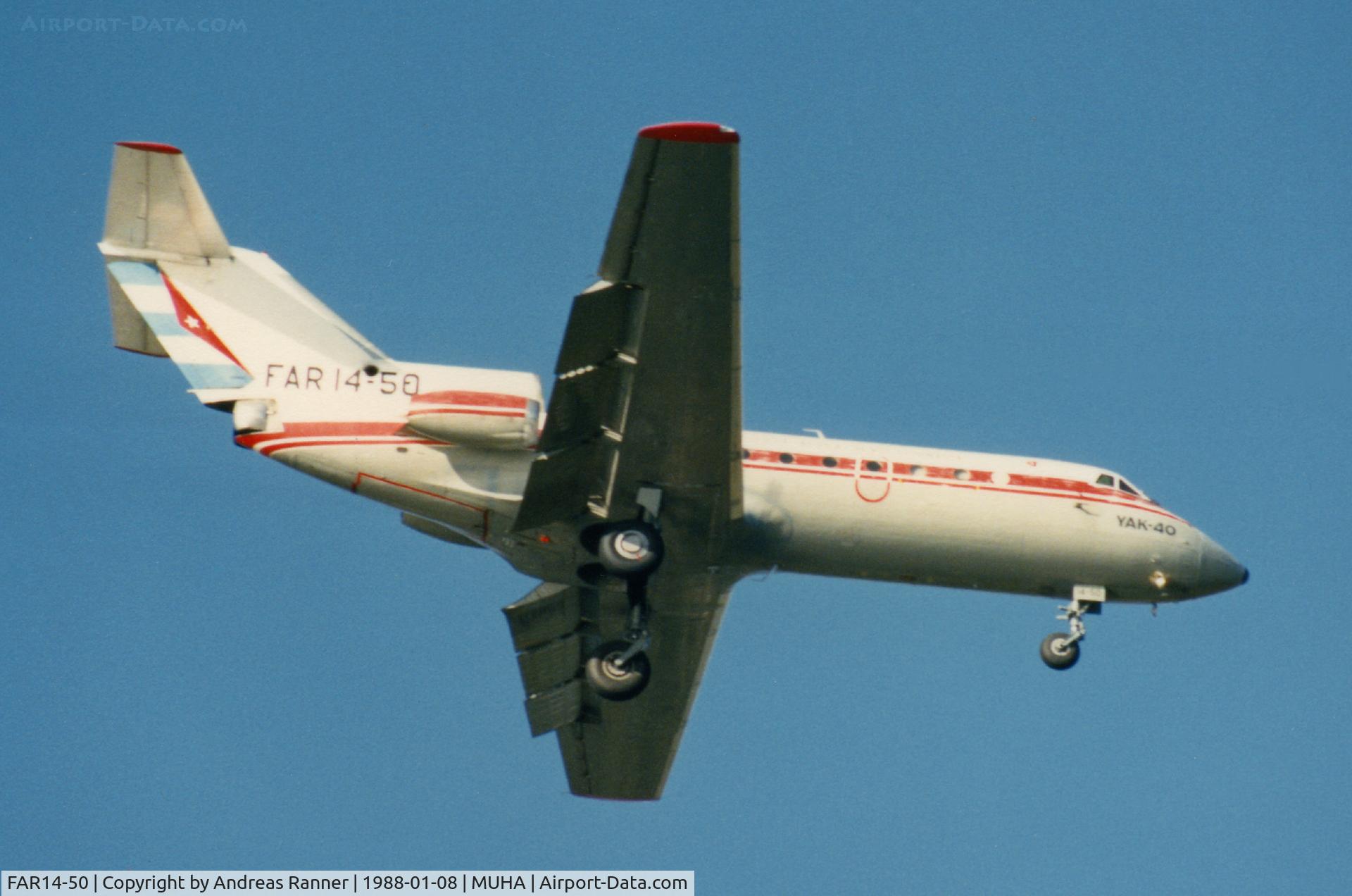 FAR14-50, Yakovlev Yak-40 C/N Not found FAR14-50, Cuba Air Force Yak-40