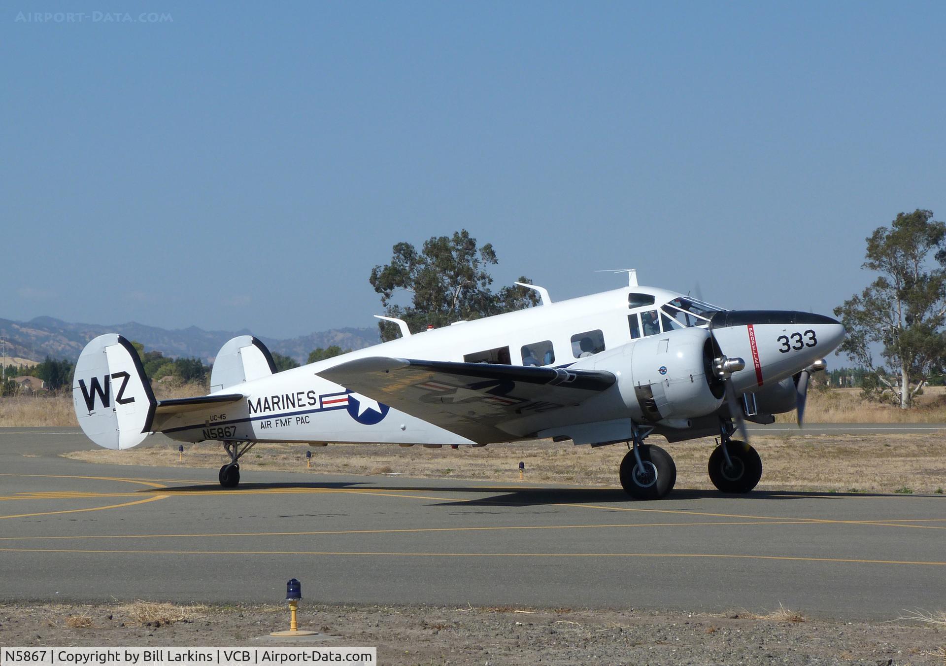 N5867, 1957 Beech E18S C/N BA-333, At the Nut Tree for Mustang Day 2013