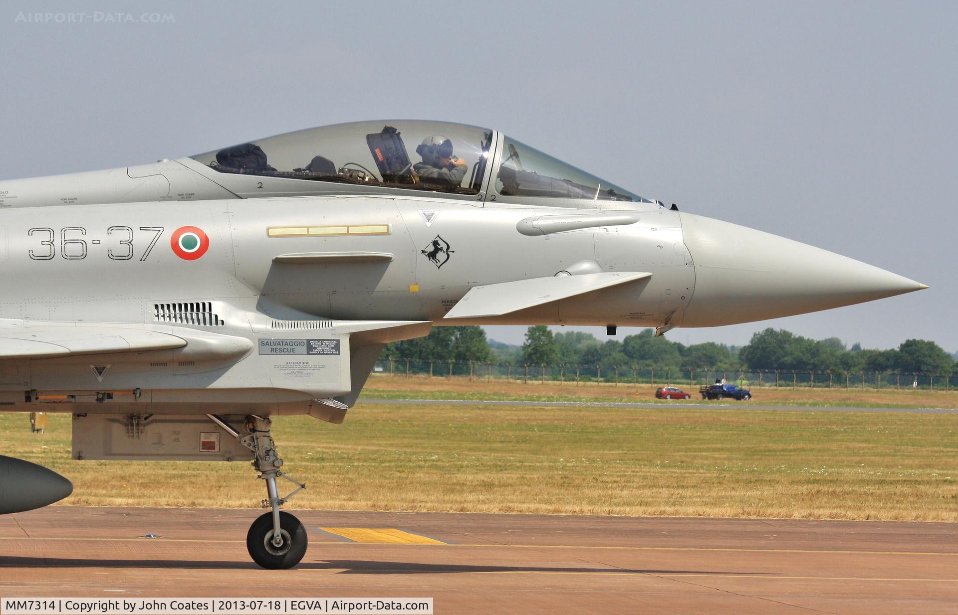 MM7314, Eurofighter EF-2000 Typhoon S C/N IS046, Awaiting escort to static park at RIAT 2013
