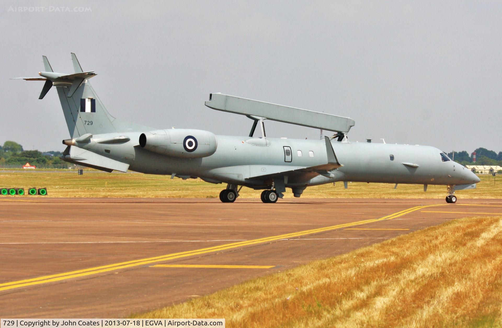729, Embraer EMB-145H AEW&C C/N 145729, Taxiing to static park on arrival at RIAT 2013