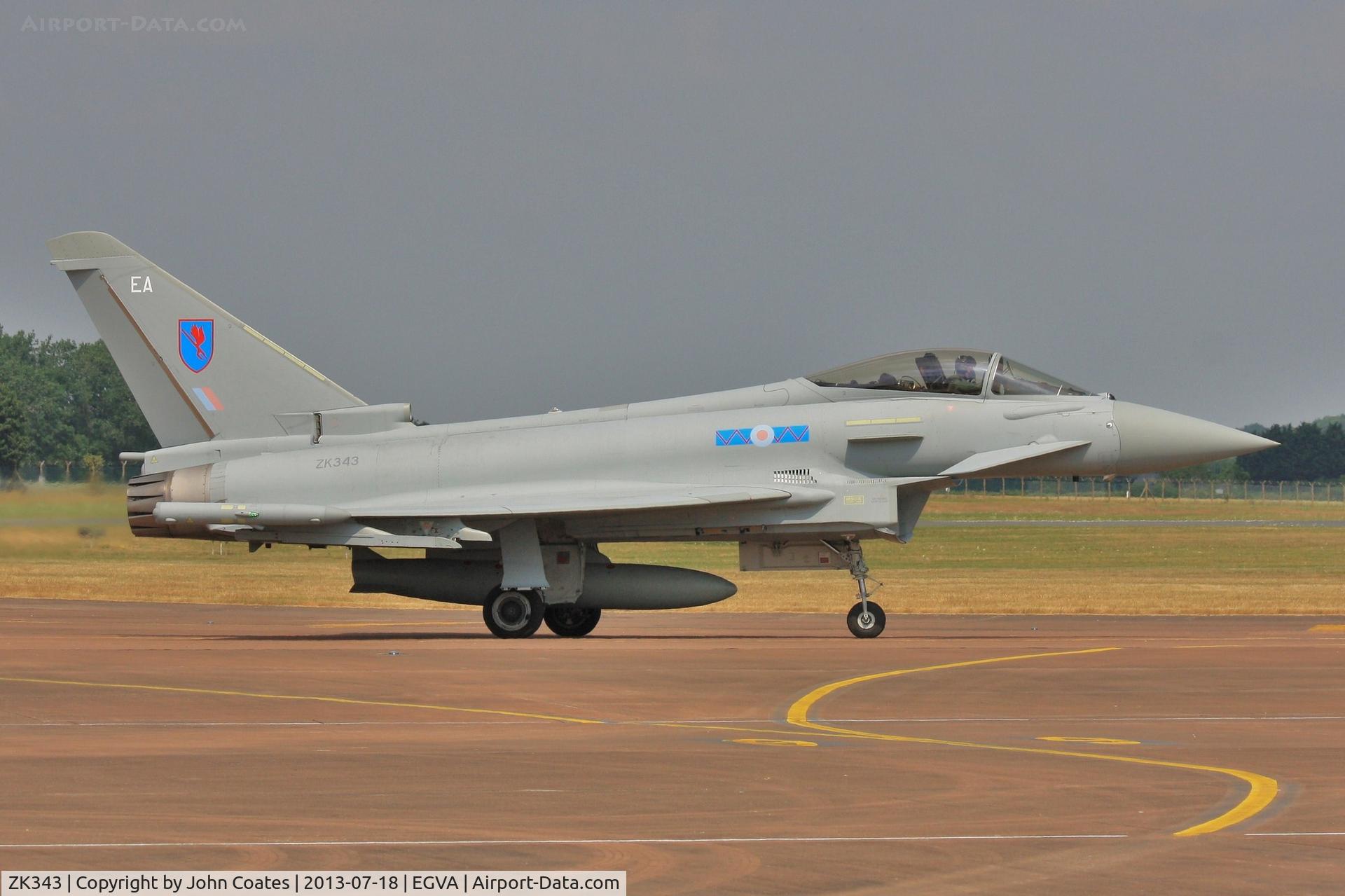 ZK343, 2012 Eurofighter EF-2000 Typhoon FGR4 C/N BS104/380, Awaiting escort to static park at RIAT