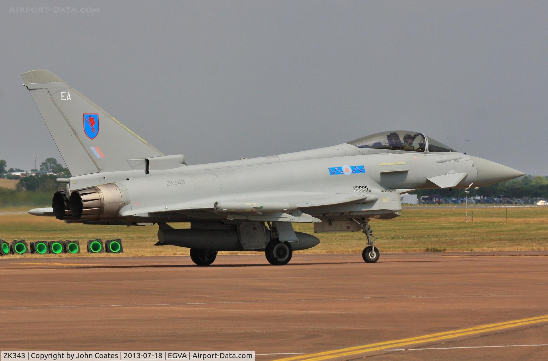 ZK343, 2012 Eurofighter EF-2000 Typhoon FGR4 C/N BS104/380, Taxiing to static park on arrival at RIAT