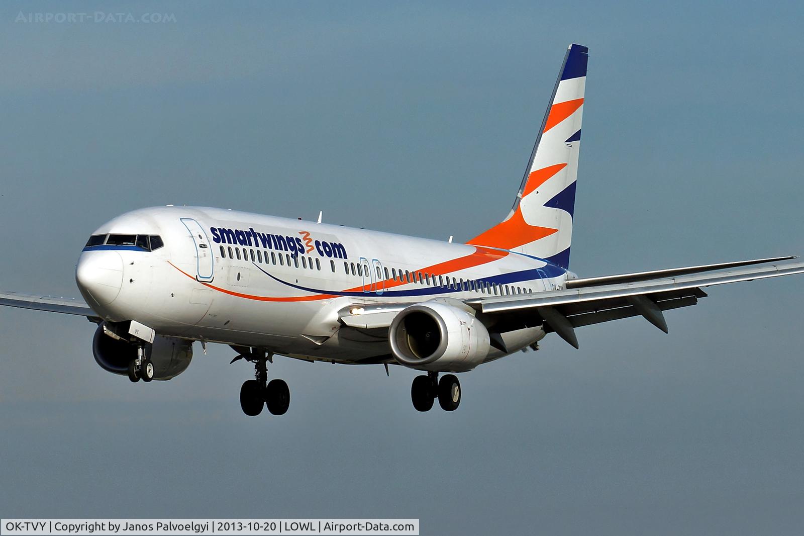OK-TVY, 2007 Boeing 737-8Q8 C/N 30724, Smart Wings / Travel Service Boeing B737-8Q8 final approach in LOWL/LNZ