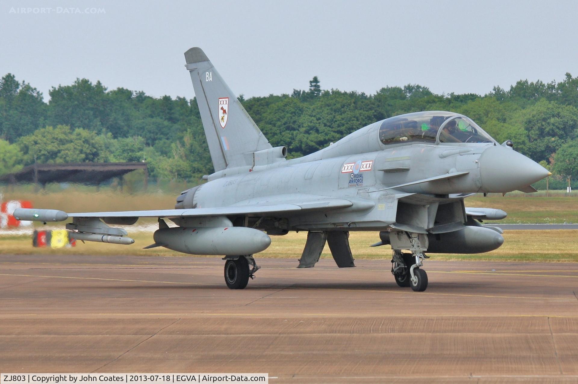 ZJ803, 2003 Eurofighter EF-2000 Typhoon T3 C/N 0013/BT004, T3 arriving at RIAT 2013
