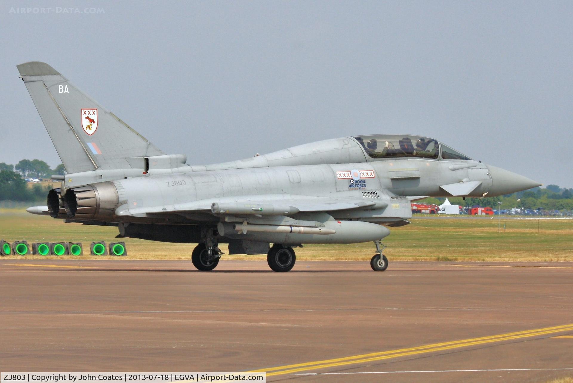 ZJ803, 2003 Eurofighter EF-2000 Typhoon T3 C/N 0013/BT004, Taxiing to static park on arrival at RIAT 2013