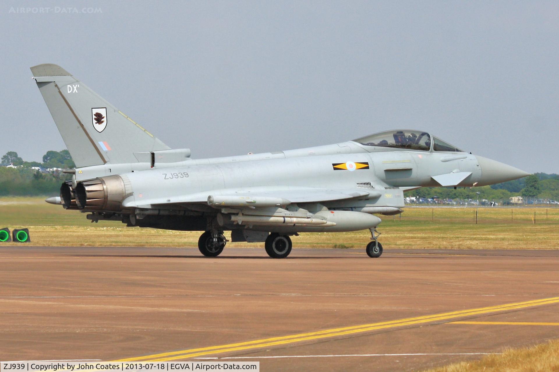 ZJ939, 2007 Eurofighter EF-2000 Typhoon FGR4 C/N 0125/BS032, Taxiing to static park on arrival at RIAT 2013