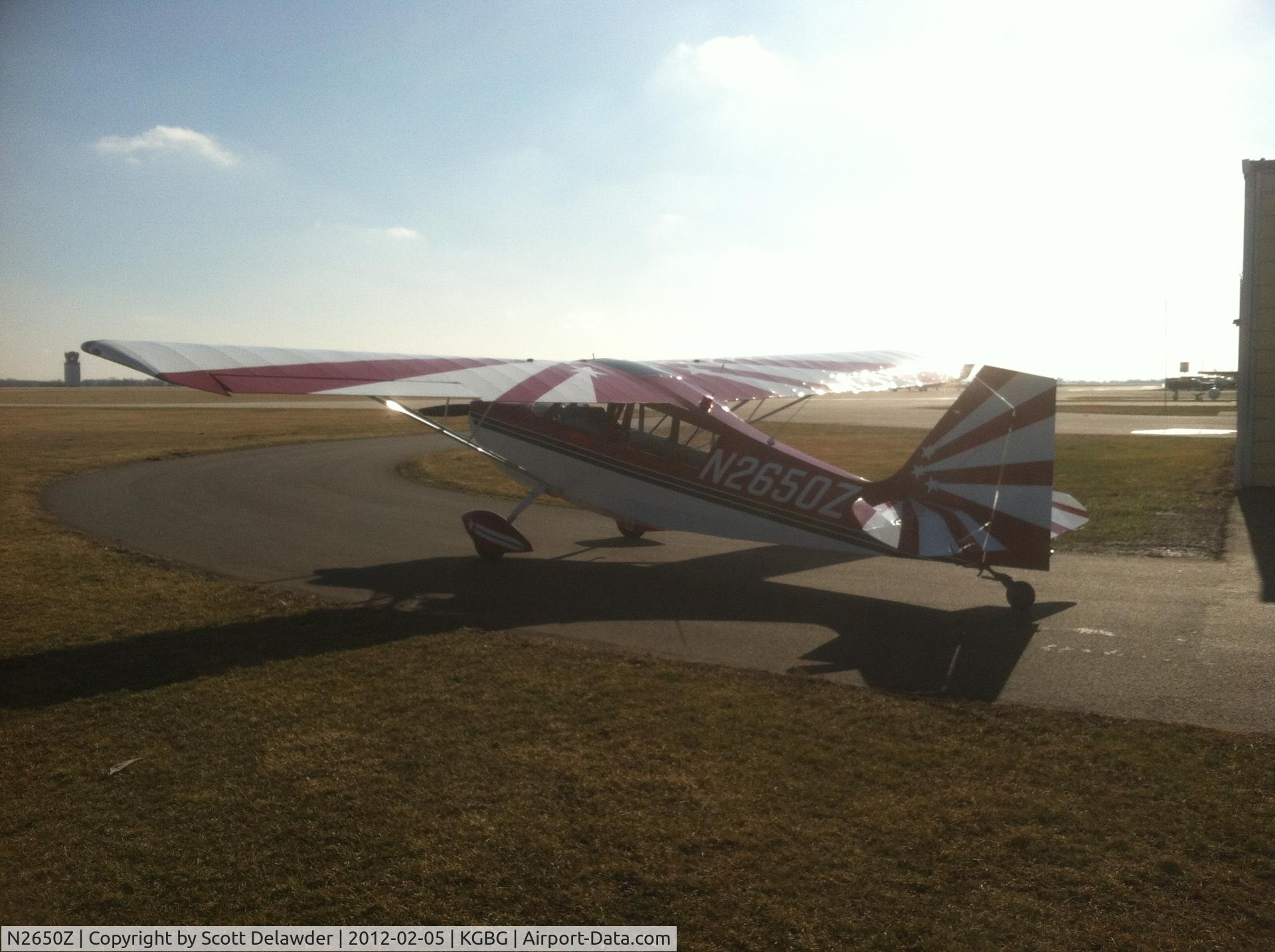 N2650Z, 1977 Bellanca 7ECA Citabria C/N 1223-77, In front of my hanger on a Sunny Sunday afternoon in Feb.