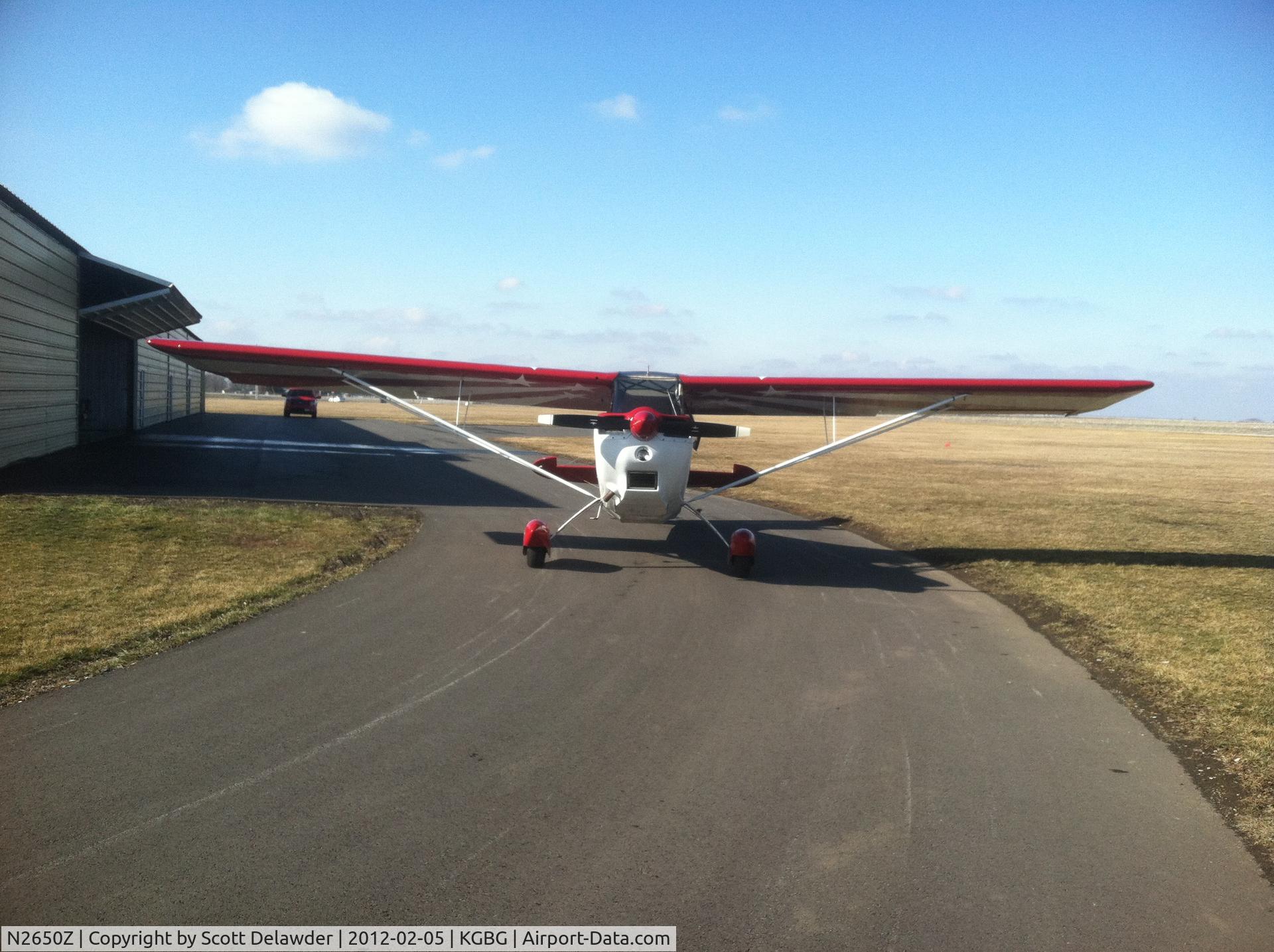 N2650Z, 1977 Bellanca 7ECA Citabria C/N 1223-77, In front of my hanger on a Sunny Sunday afternoon in Feb.