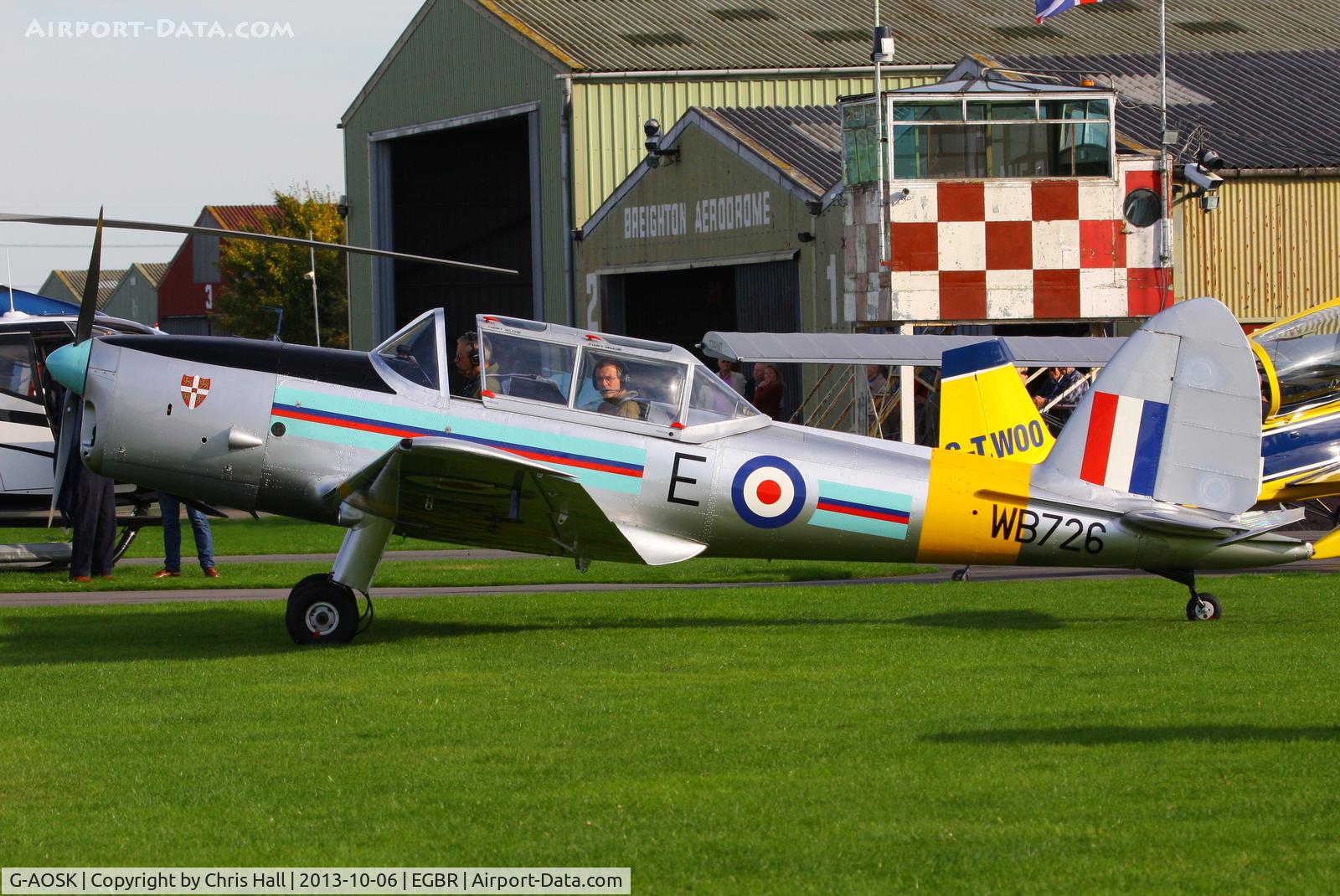 G-AOSK, 1950 De Havilland DHC-1 Chipmunk 22A C/N C1/0178, at Breighton's Pre Hibernation Fly-in, 2013
