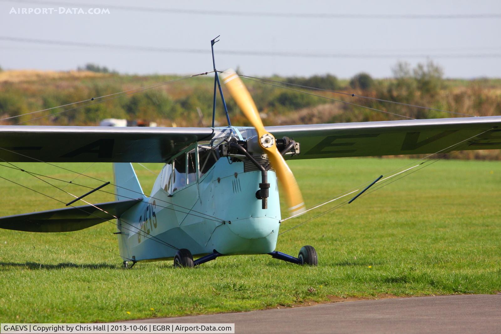 G-AEVS, 1937 Aeronca 100 C/N AB114, at Breighton's Pre Hibernation Fly-in, 2013