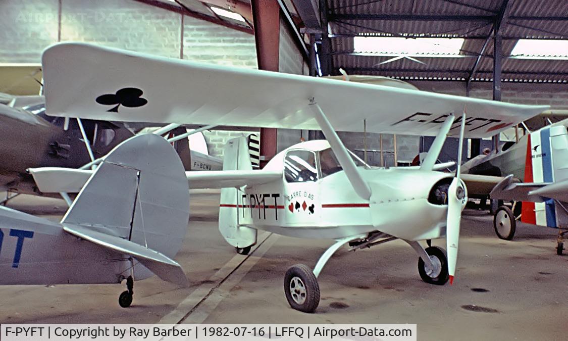 F-PYFT, Croses LC-6 Criquet C/N 72, Croses LC.6 Criquet [72] La Ferte Alais~F 16/07/1982. Now preserved At the Musee de l air et de l Espace. Taken from a slide.