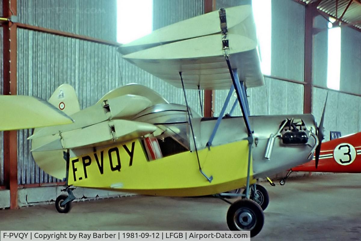 F-PVQY, Mignet HM.360 Pou-du-Ciel C/N 130, Mignet HM.360 Pou du Ciel [130] Mulhouse-Habsheim~F 12/09/1981. Taken from a slide.