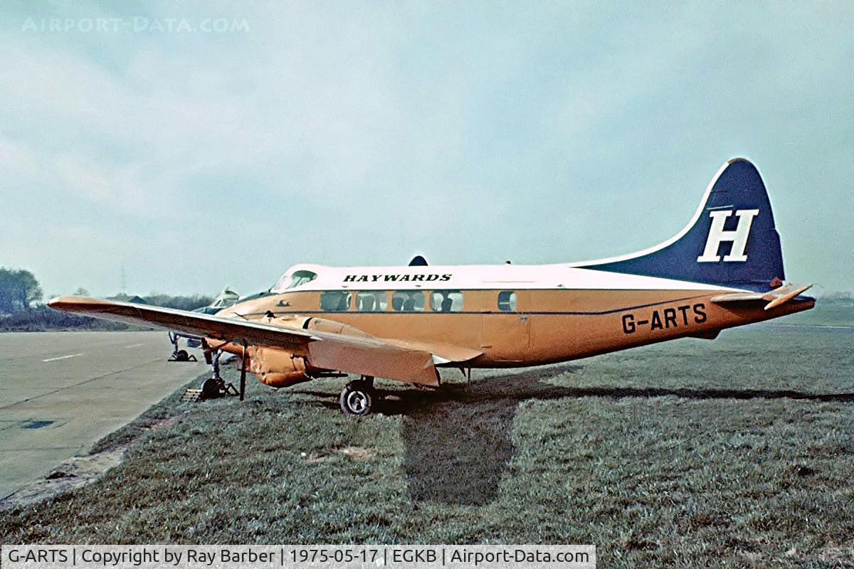 G-ARTS, 1952 De Havilland DH-104 Dove 6 C/N 04369, De Havilland DH.104 Dove 6 [04369] (Haywards) Biggin Hill~G 17/05/1975. Taken from a slide.