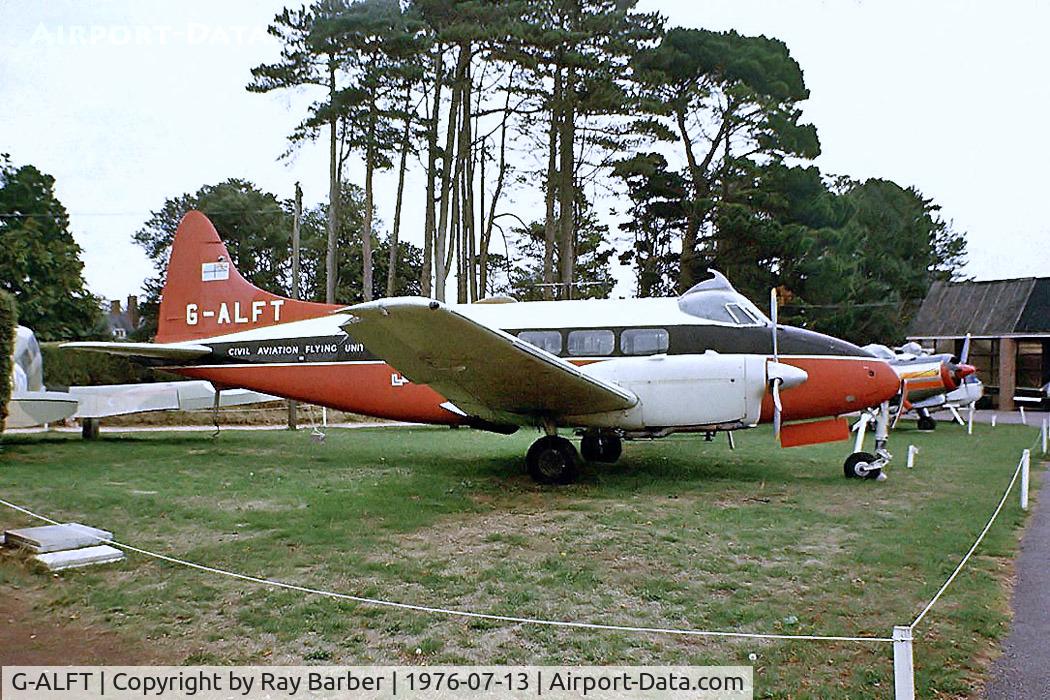 G-ALFT, 1948 De Havilland DH-104 Dove 6 C/N 04233, De Havilland DH.104 Dove 6 [04233] (Torbay Aircraft Museum) Paignton~G 13/07/1976. Taken from a slide.