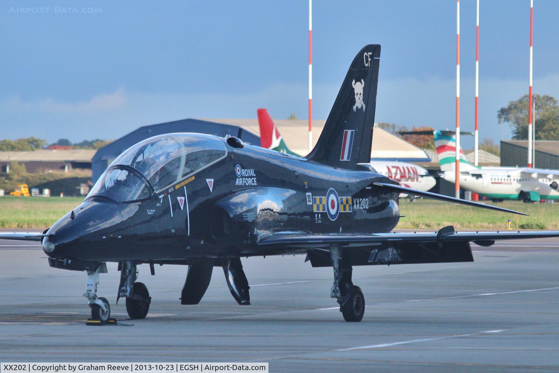 XX202, 1978 Hawker Siddeley Hawk T.1A C/N 049/312049, Parked at Norwich.