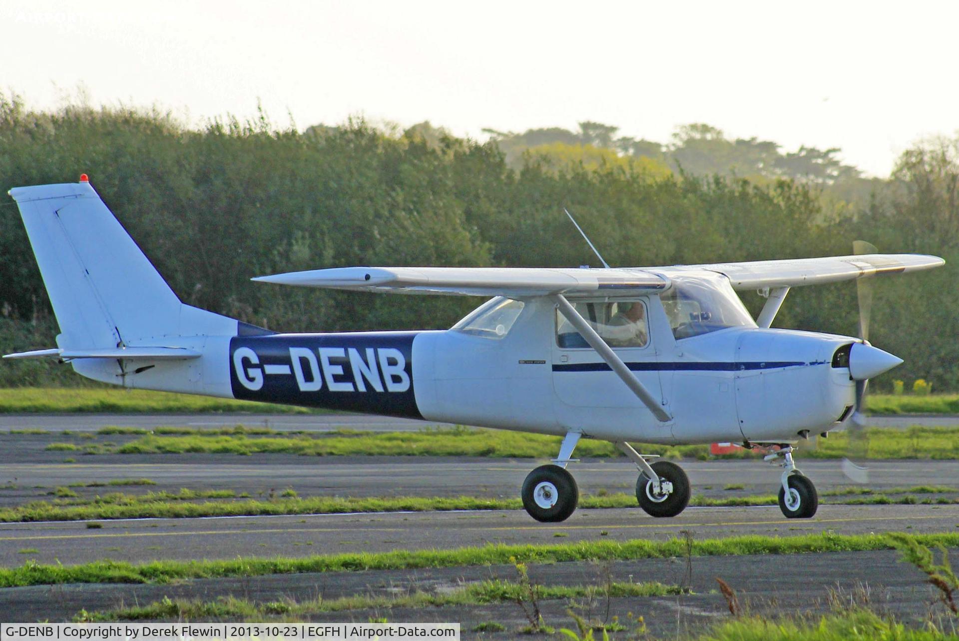 G-DENB, 1966 Reims Cessna F150G C/N 0136, EGFE resident on hold for takeoff on runway 28 at EGFH.